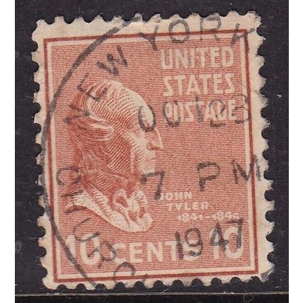 United States Postmark New York 1947 John Tyler 10c VGC