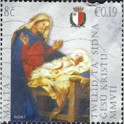 MALTA, CHRISTMAS, Madonna and Child, Giuseppe Calì, grey 2007, 8c, 0.19