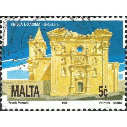 MALTA, St Mary's Church, Birkirkara, yellow 1991, 5c, #4
