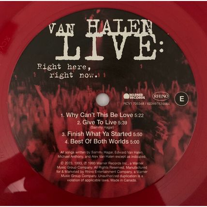 Van Halen Live Right Here Right Now 4LP Vinyl Album RSD 2023 Record Store Day