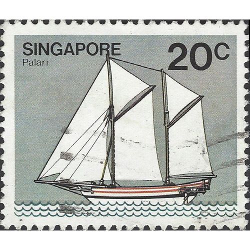 SINGAPORE, SHIP, Palari, grey 1980, 20c, #3