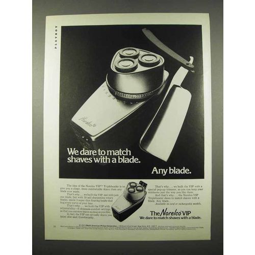1972 Norelco VIP Electric Shaver Ad - We Dare
