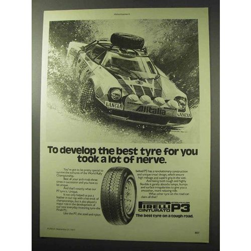 1977 Pirelli Cinturato P3 Tires Ad - Took Lot of Nerve