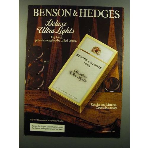 1983 Benson & Hedges Deluxe Ultra Lights Cigarettes Ad