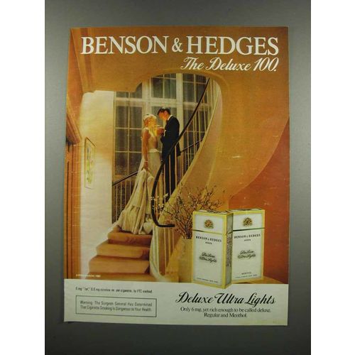 1983 Benson & Hedges Deluxe 100's Cigarettes Ad - Spiral Staircase