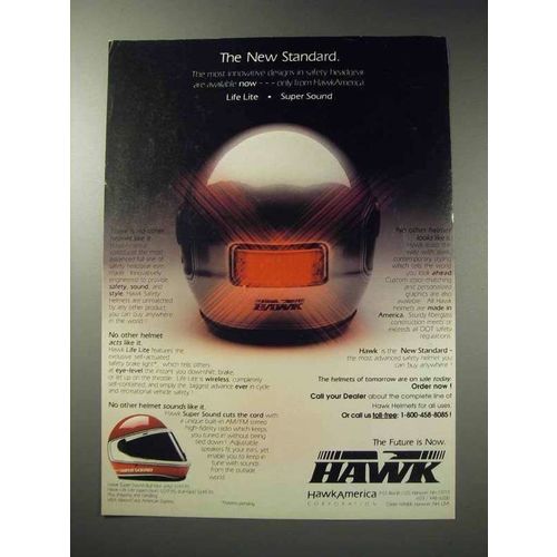 1988 Hawk Life Lite, Super Sound Motorcycle Helmet Ad