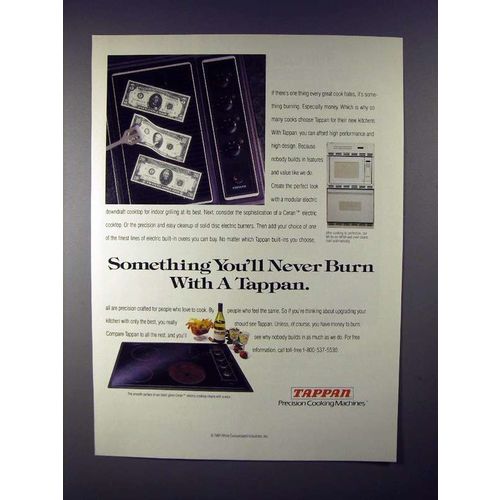 1991 Tappan Ceran Electric Cooktop, Wall Oven Ad!