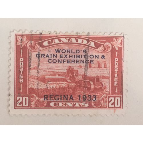 Canada KGV 1933 20c Red Used SG 330 Sc 206 World's Grain Exhibition Regina stamp