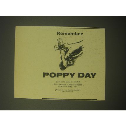 1966 Poppy Day Ad - Remember Poppy Day