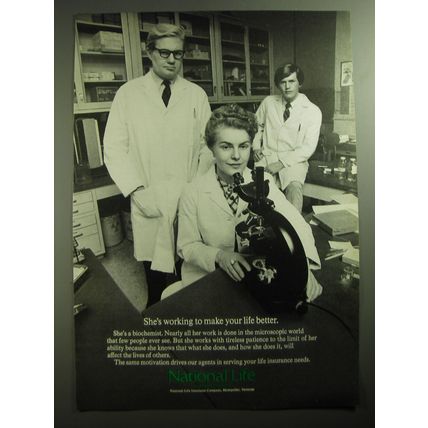 1970 National Life Insurance Ad - She's working to make your life better