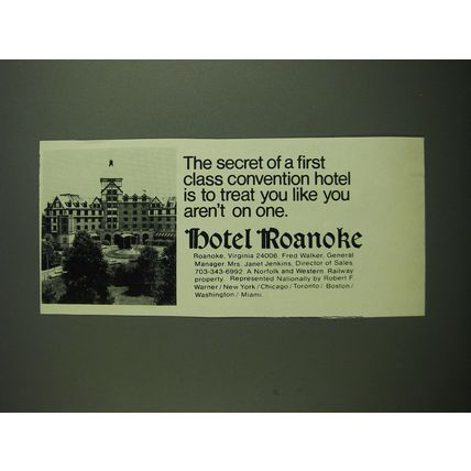 1971 Hotel Roanoke Advertisement - The secret of a first class convention hotel