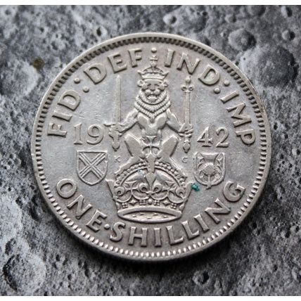 1942 George VI 50% Silver Shilling 1/- British Scottish