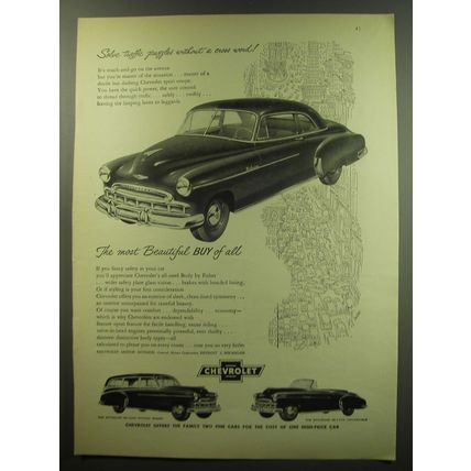 1949 Chevrolet Ad - Style De Luxe Sport Coupe; Station Wagon and Convertible