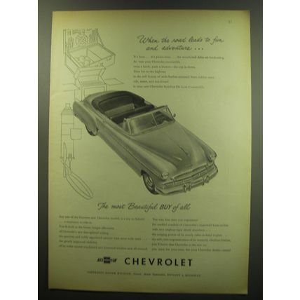 1949 Chevrolet Styleline De Luxe Convertible Ad - When the road leads to fun