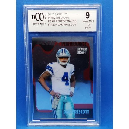 2017 SAGE HIT Premier Draft Peak Performance #PKDP Dak Prescott BCCG Graded 9