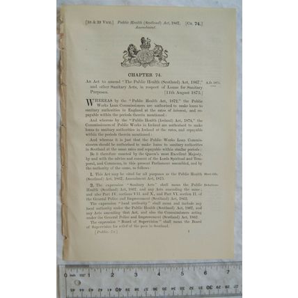 1875 Act of Parliament: Loans for Sanitary Purposes, Scotland