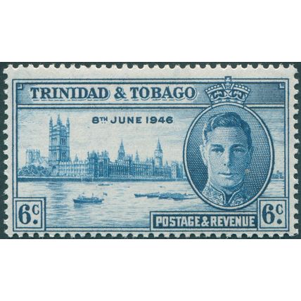 Trinidad & Tobago 1946 6c blue Victory SG258 unused
