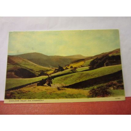 WOODLANDS VALLEY & KINDER SCOUT, DERBYSHIRE used postcard 1963 pm /
