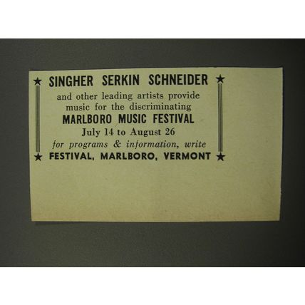 1956 Marlboro Music Festival Ad - Singher Serkin Schneider and other
