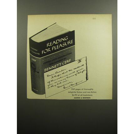 1957 Harper & Brothers Book Ad - Reading for Pleasure by Bennett Cerf