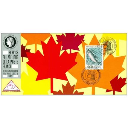 072 Carte officielle Exhibition Montreal 1990 France FDC Poisson Saumon Erable