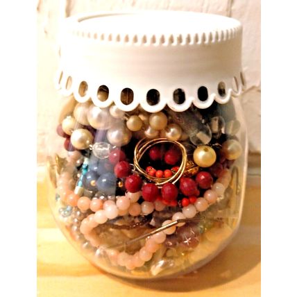 Assorted 1.82 lb Jar of Women's Fashion Costume Jewelry Necklaces Bracelets Pins