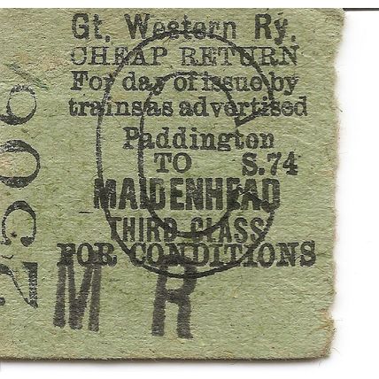 G.W.R. Edmondson Ticket - Paddington to Maidenhead