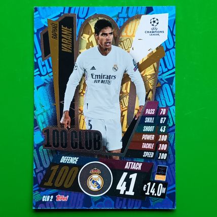 Match Attax Extra 2020/21 - 20/21 Raphaël Varane 100 Club CLU2 Real Madrid