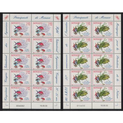 Monaco Corals Starfish Water plant Fish 2v Sheetlets 2000 MNH SG#2474-2475
