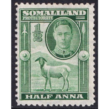 Somaliland Protectorate KGVI 1942 1/2a Green Sheep SG105 Mint MH