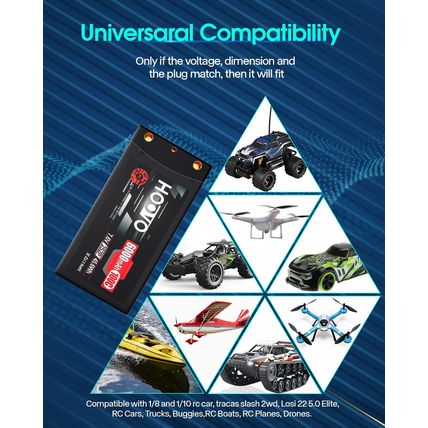 HOOVO 2S 100C 6000Mah 7.6V RC Shorty Lipo Battery High-Voltage Hard Case with T