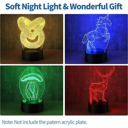 Riakrum 35 Pack 3D LED Light Base 16 Colors Night LED Lamp Acrylic Light Base wi