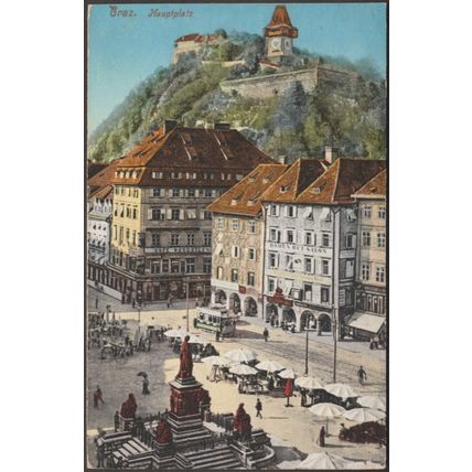 Hauptplatz, Graz, 1913 - Strohschneider AK