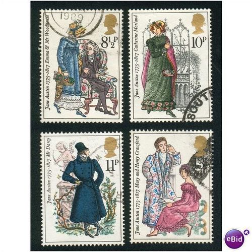 GB stamps 1975 used set - SG 989-992 - Birth Bicentenary of Jane Austin