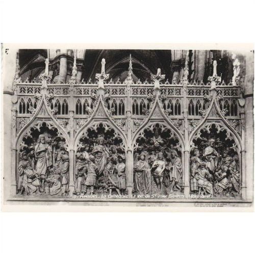 B&W Photo Postcard - Carvings John the Baptist's Life Cathedral Amiens France 2