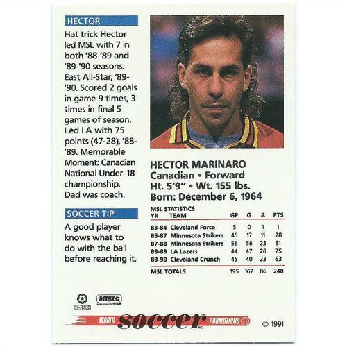 1991 Soccer Shots MSL - #057 - Hector Marinaro