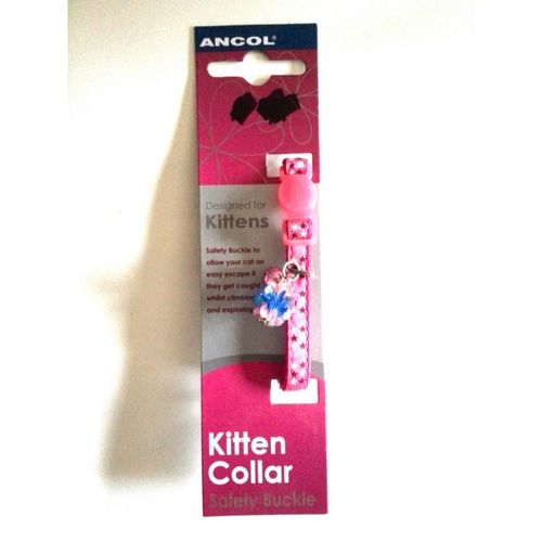 Pink kitten collar with bell & safety buckle