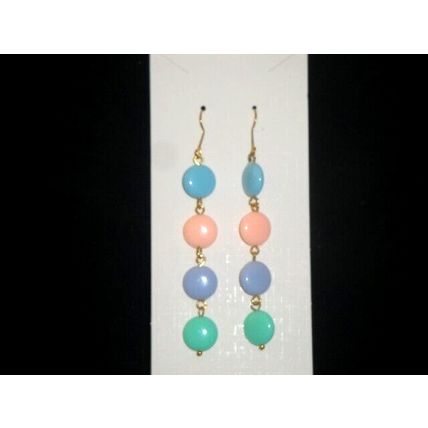 Fun vibrant multi colour acrylic disc 65mm long swing earrings