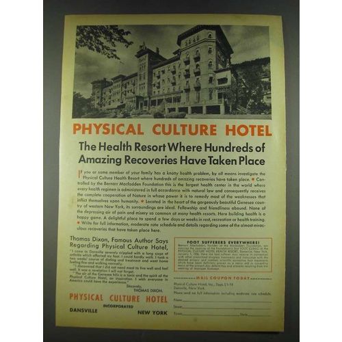 1936 Physical Culture Hotel Ad - Hundreds of Recoveries