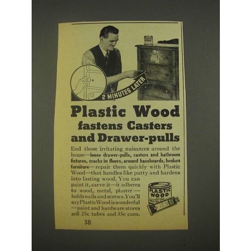 1936 Plastic Wood Ad - Fastens Casters