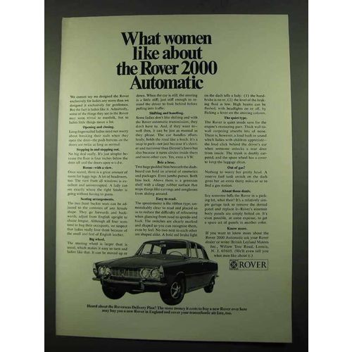 1969 Rover 2000 Automatic Car Ad - What Women Like