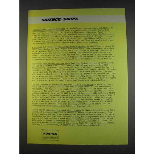 1982 Hughes Aircraft Ad - Pioneering Contributions