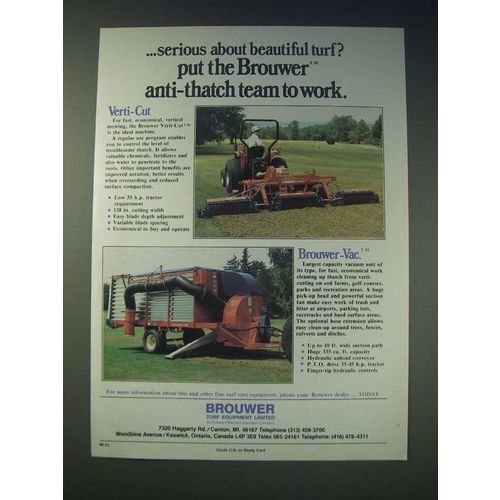 1989 Brouwer Verti-Cut and Brouwer-Vac Ad - serious about beautiful turf?