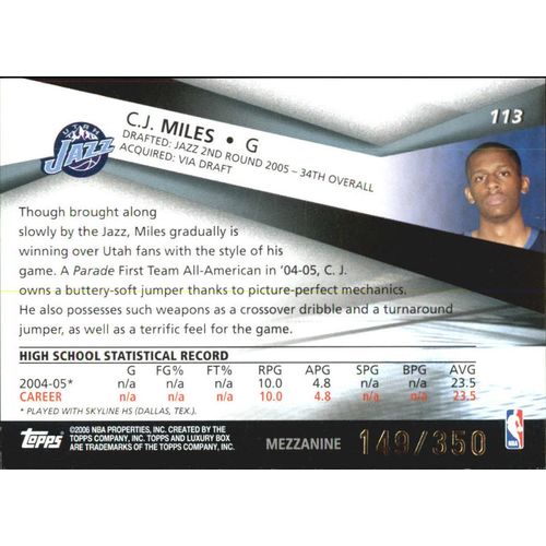 2005-06 Topps Luxury Box C J Miles #113 167/350