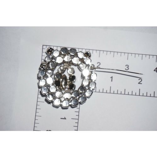 Vintage Large Brooch Pin Sapphire & Ice Blue Glass Rhinestone Cluster