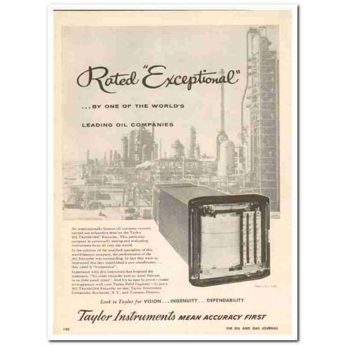 TAYLOR INSTRUMENT COMPANIES 1959 Rated Exceptional recorder vintage ad