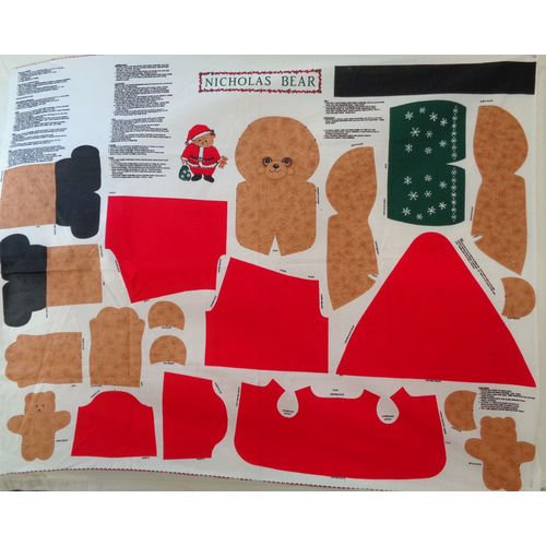 Nicholas Bear Doll Panel Fabric Material Sewing Crafting