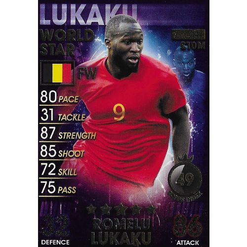 Match Attax - 101 (2019): World Stars (Base) - Belgium, Lukaku