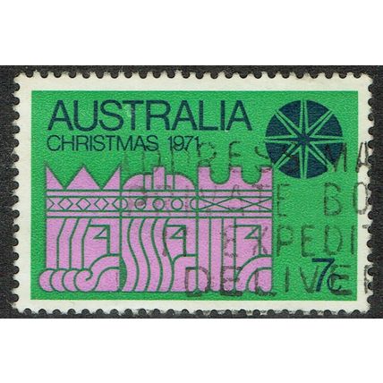 Australia 1971 Christmas 7c Black Green and Black SG501 GU
