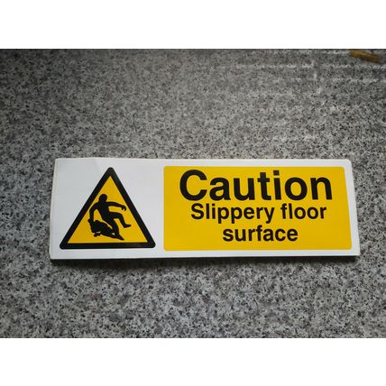 Caution Slippery Floor Surface Warning Sticker 295mm x 95mm